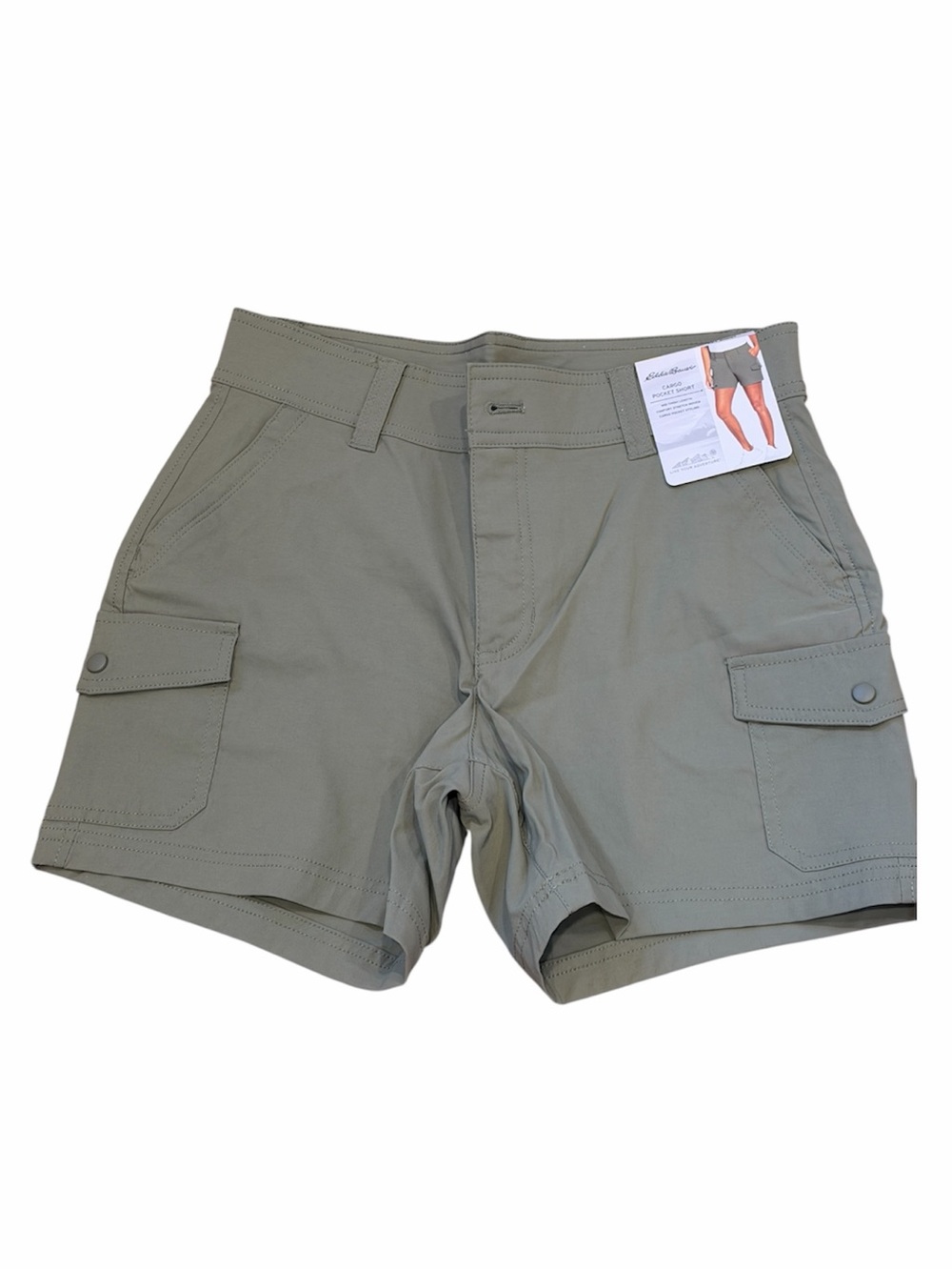 🆕 Eddie Bauer Cargo Pocket Short Olive/Sage Green Size 4 - Picture 2 of 14